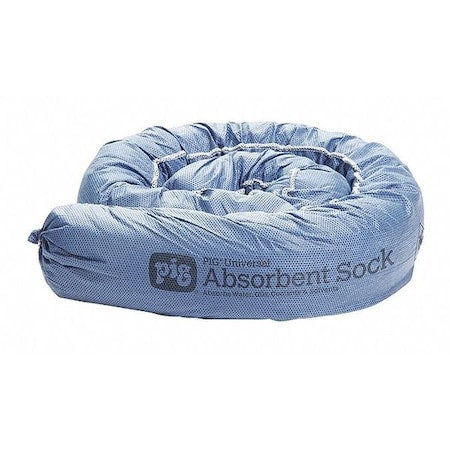 Sorbent Sock, 12 gal, 3 in x 48 in, Water, Blue, 12 PK