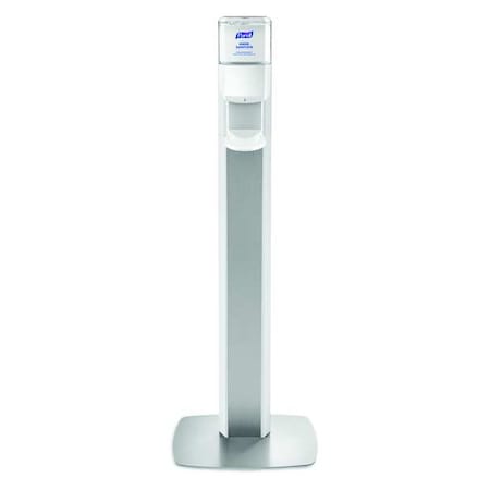 Hand Sanitizer Dispenser,Floor Mount,White with Silver Panel (dispenser included)