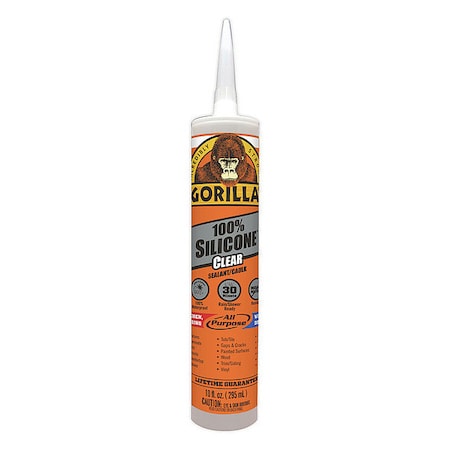 Silicone Sealant, 10 oz, Cartridge, Clear, Silicone Base, Waterproof Caulk & Seal