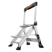 Folding Step, 2 Steps, 375 lb Load Capacity, 24 in Overall Height, Aluminum, Silver