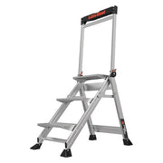 Folding Step, 3 Steps, 375 lb Load Capacity, 36 in Overall Height, Aluminum, Silver