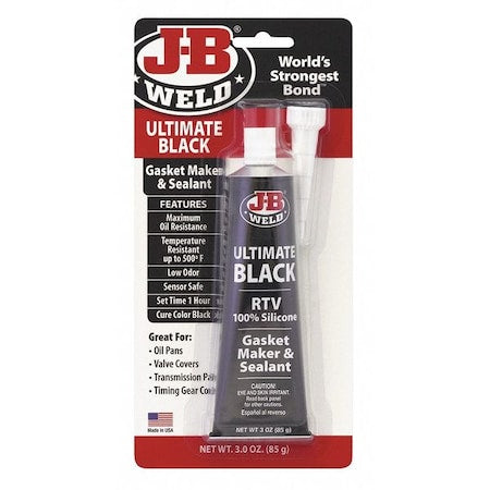 Silicone, 3 oz, Tube, Black, Silicone Base, Not Applicable
