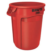BRUTE 32 gal Round Heavy Duty Plastic Can, Red, None, Plastic, Not Applicable