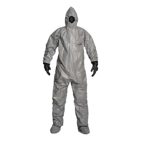 Hooded Coverall, 3XL, Gray, Tychem(R) 6000, Elastic