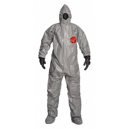 Hooded Coverall, M, Gray, Tychem(R) 6000, Elastic