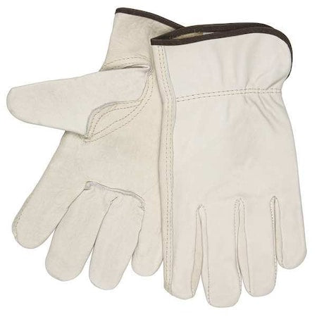 Leather Drivers Gloves, Cowhide, Shirred Slip-On, Keystone Thumb, Gunn Cut, Cream, S 1 PR