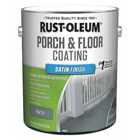 1 gal Floor Coating, Satin Finish, Pewter, Water Base