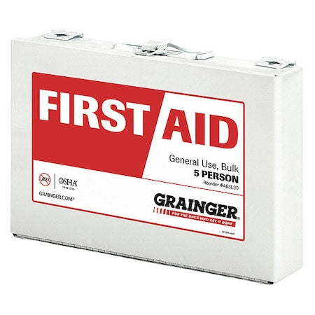 First Aid Kit and Housing, Metal 32 Components, 5 People Served