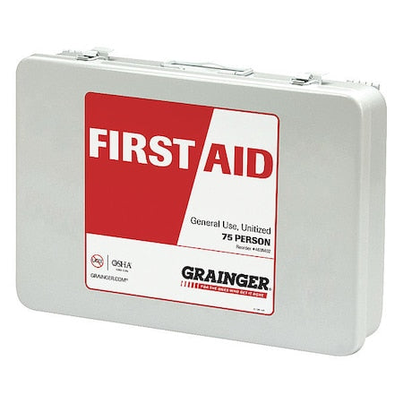 First Aid Kit and Housing, Metal 217 Components, 75 People Served