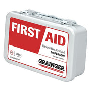 First Aid Kit and Housing, Metal 64 Components, 10 People Served