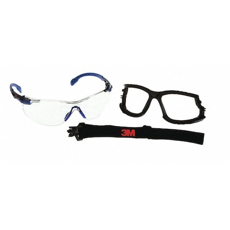 Solus 1000 TPE, Safety Glasses, Scotchgard Anti-Fog & Anti-Scratch, Gray Lens, Clear Frame