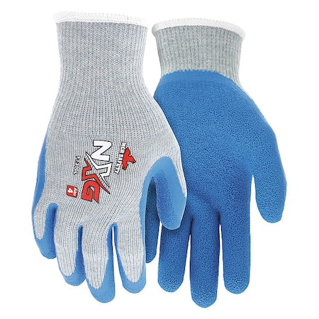 Coated Gloves, Latex, Textured, Palm, Not Tested Abrasion Level, Gray, M (8) 1 PR