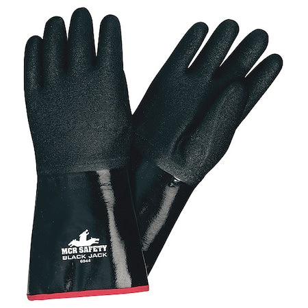 BlackJack Chemical Resistant Gloves, Neoprene, 14 in L, Not Rated, Black, L, 1 PR