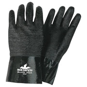 BlackJack Chemical Resistant Gloves, Neoprene, 12 in L, Not Rated, Black, L, 12 PK