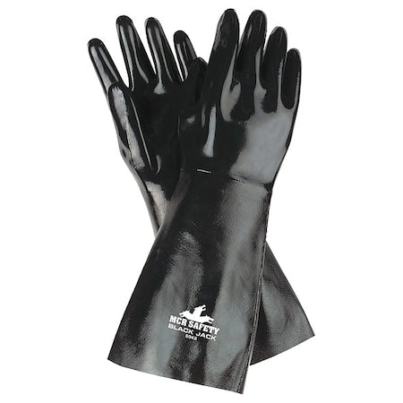 BlackJack Chemical Resistant Gloves, Neoprene, 18 in L, Not Rated, Black, L, 1 PR