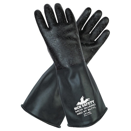 CP14R Chemical Resistant Gloves, Butyl, 14 in L, 14 mil, Black, L, 1 PR