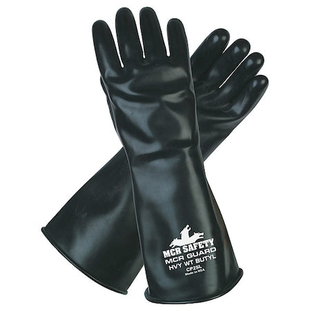 CP25 Chemical Resistant Gloves, Butyl, 14 in L, 25 mil, Black, L, 1 PR