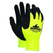 Hi-Vis Coated Gloves, Foam Latex, Foam, Palm, 4 Abrasion Level, Yellow, M (8) 1 PR