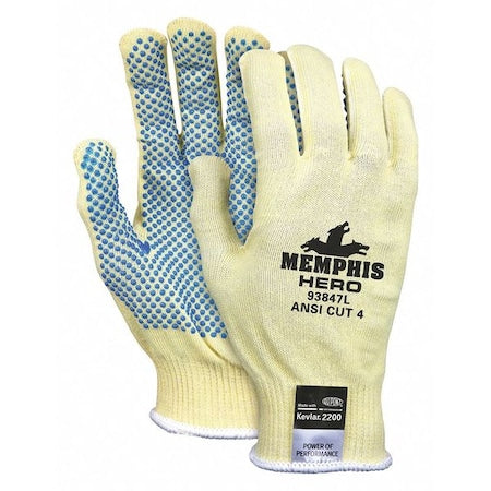 Cut Resistant Coated Gloves, Cut Level A6 ,Dotted ,PVC ,Dotted ,M 1 PR