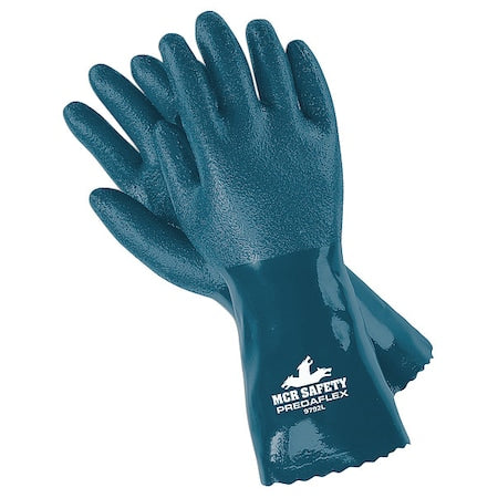 Predaflex Chemical Resistant Gloves, Nitrile, 11 3/4 in L, 11.00 mil, Blue, L, 1 PR