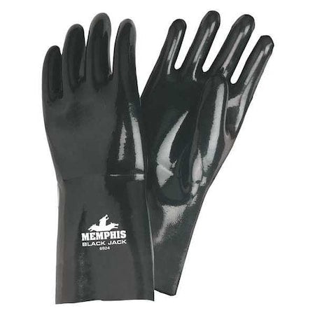 BlackJack Chemical Resistant Gloves, Neoprene, 14 in L, 53 mil, Black, L, 1 PR