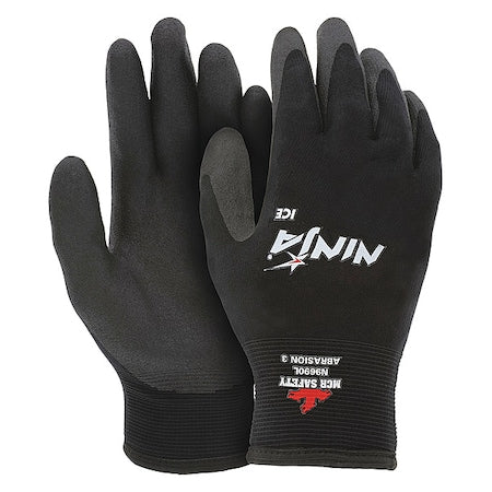 Ninja Ice Insulated Work Gloves, 15-Gauge, Coated Palm and Fingertips, Black, XL,1 Pair