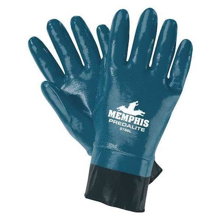 Chemical Resistant Gloves, Nitrile, 11 in L, 15.00 mil, Blue, L, 12 PK