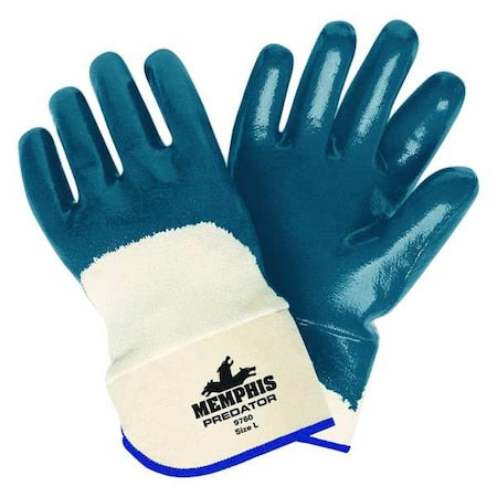 Chemical Resistant Gloves, Nitrile, 11 in L, 18.0 mil, Blue/White, XL, 12 PK