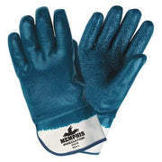 Chemical Resistant Gloves, Nitrile, 11 in L, 18.00 mil, Blue/White, M, 12 PK