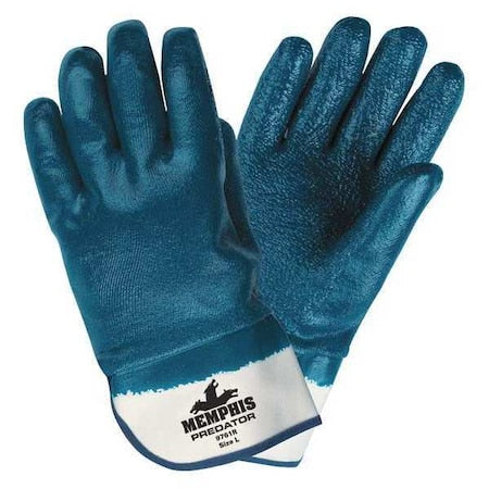 Chemical Resistant Gloves, Predator 9761, Nitrile Coated, 11 in Safety Cuff, Jersey Lined, XL. PK12
