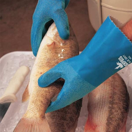 5070B Chemical Resistant Gloves, Natural Rubber Latex, 12 in L, 18 mil, Blue, S, 1 PR