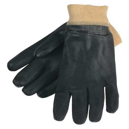 Chemical Resistant Gloves, PVC, 10 in L, 59.0 mil, Black, L, 12 PK
