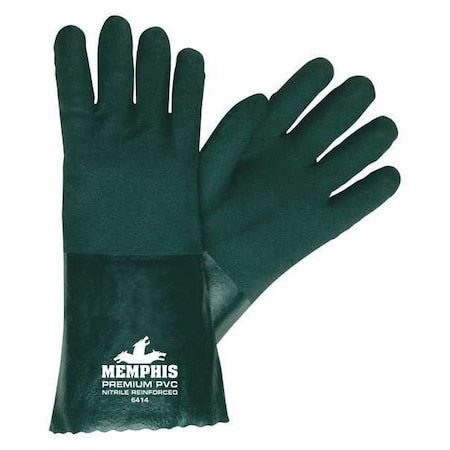 6422 Chemical Resistant Gloves, PVC, 12 in L, Not Rated, Green, L, 1 PR