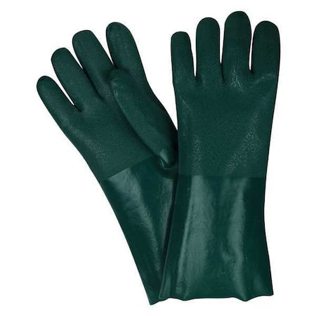 Memphis Chemical Resistant Gloves, PVC, 14 in L, Not Rated, Green, L, 12 PK