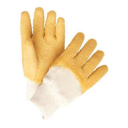 Chemical Resistant Gloves, Natural Rubber Latex, 10.5 in L, 18.0 mil, Yellow/White, L, 12 PK