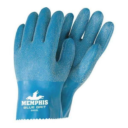 Chemical Resistant Gloves, Natural Rubber Latex, 10 in L, 13.0 mil, Aqua/Blue, L, 1 PR
