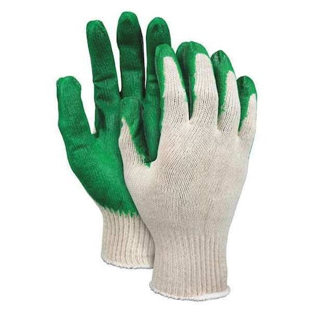 Coated Gloves, Latex, Smooth, 4-Mar, 0 Abrasion Level, White/Green, L 12 PK