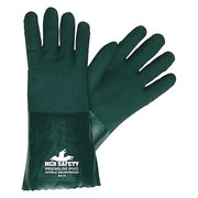6414 Chemical Resistant Gloves, PVC, 14 in L, Not Rated, Green, L, 12 PK