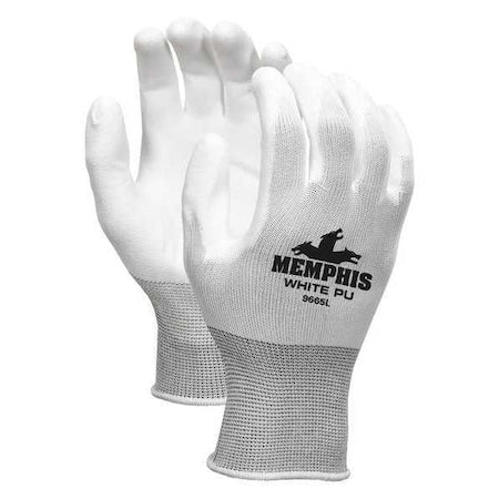 Coated Gloves, Polyurethane, Smooth, Palm, 2 Abrasion Level, White, S (7) 1 PR