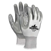 Coated Gloves, Nitrile, Smooth, Palm, 4 Abrasion Level, White, M (8) 1 PR