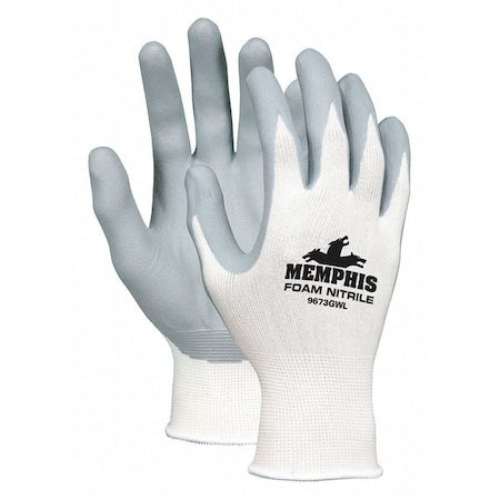 Coated Gloves, Foam Nitrile, Foam, Palm, 3 Abrasion Level, White, XS (6) 12 PK