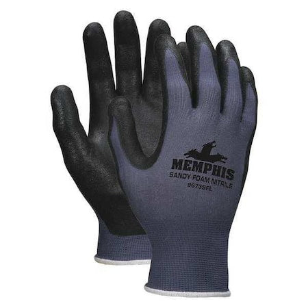 Coated Gloves, Foam Nitrile, Sandy, Palm, 0 Abrasion Level, Blue, M (8) 1 PR