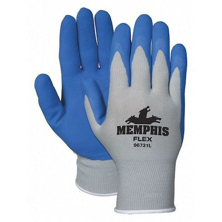 Coated Gloves, Foam Latex, Foam, Palm, 3 Abrasion Level, Gray, L (9) 1 PR