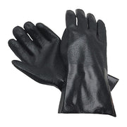 Chemical Resistant Gloves, PVC, 12 in L, 43 mil, Black, L, 12 PK