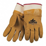 Chemical Resistant Gloves, PVC, 11.5 in L, 118.0 mil, Tan, L, 12 PK