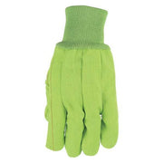 Knit Gloves, Canvas, None Uncoated, High Vis Green, L, 12 PK