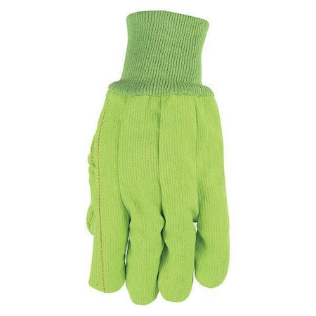 Knit Gloves, Canvas, None Uncoated, High Vis Green, L, 12 PK