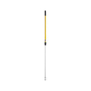 48" to 72" Push In Telescopic Handle, 1 1/8 in Dia, Yellow, Aluminum