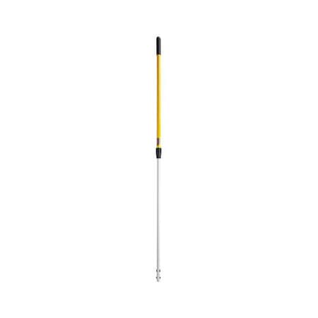 48" to 72" Push In Telescopic Handle, 1 1/8 in Dia, Yellow, Aluminum