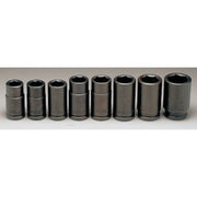 3/4" Drive Impact Socket Set, SAE, 8pcs, Impct Skt St,Steel,Blk Oxd,7/8- 1 1/2 in